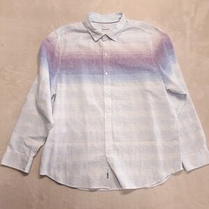 Tommy Bahama Mens Island Zone Linen Blend Button Shirt XL LS Blue/Purple